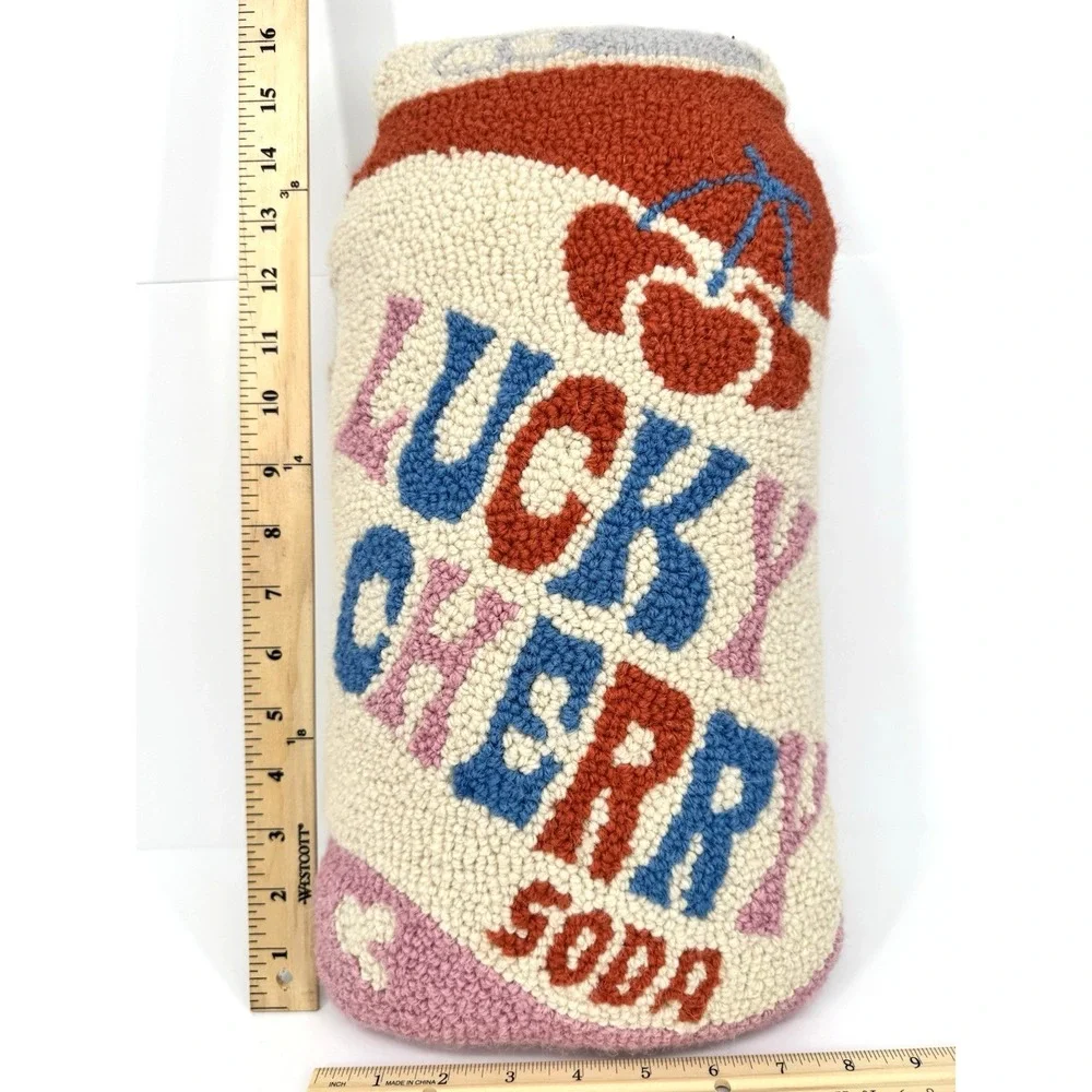Soda‎ Pop Pillow Hooked Wool Americana Soda Fountain Decor Retro